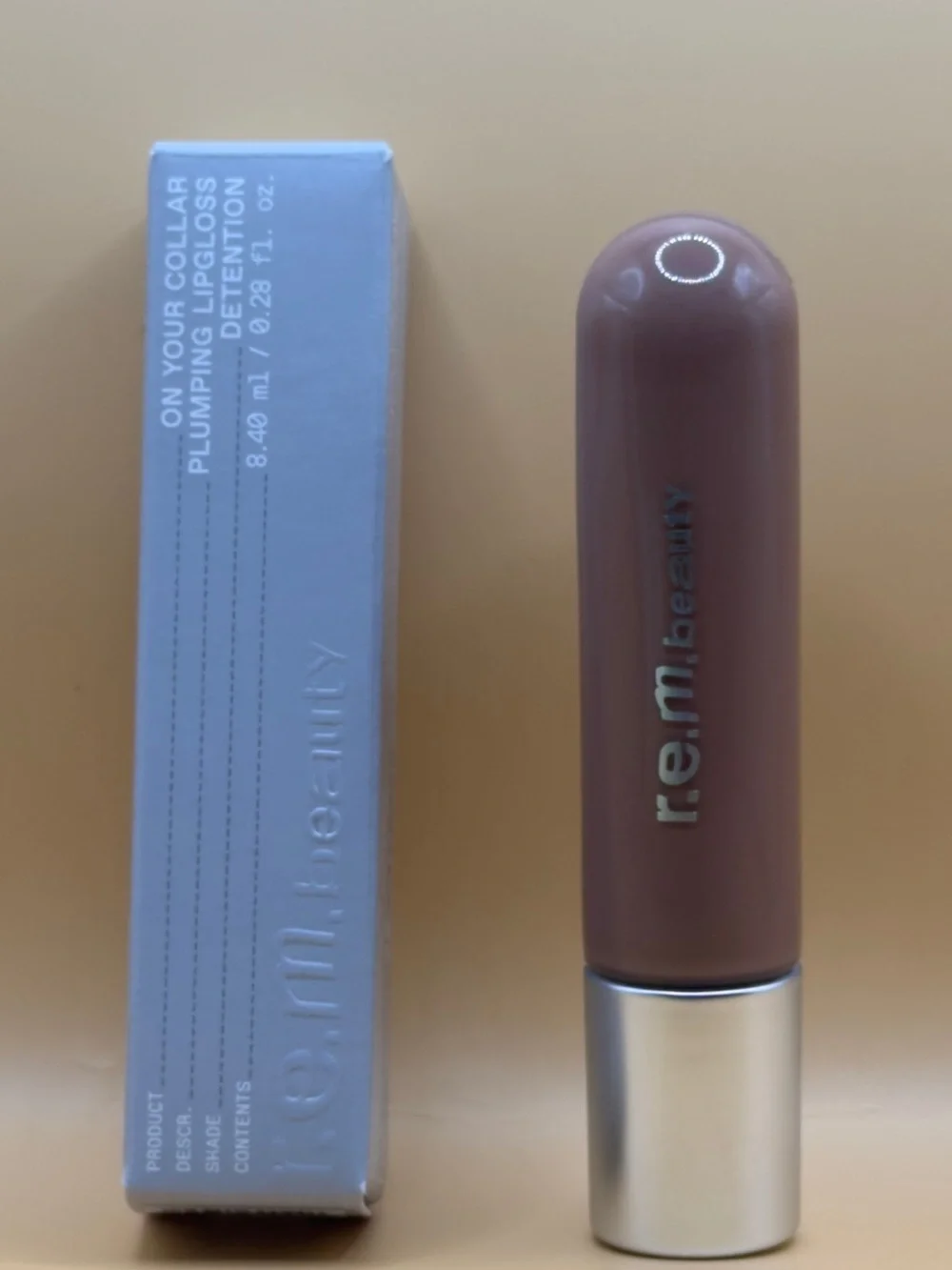 r.e.m. beauty On Your Collar Plumping Lip Gloss — Soft Pink and nude brown